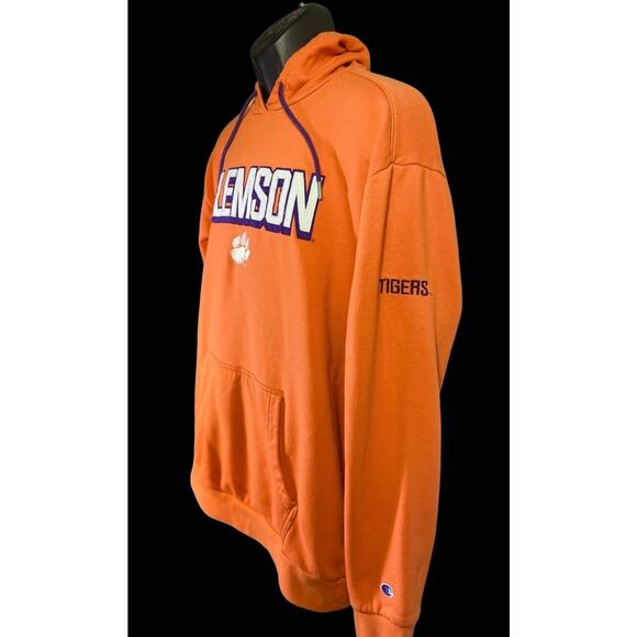 CLEMSON TIGERS Sweatshirt Men Size XL Orange Hoodie Champion Fleece Pullover - Picture 2 of 9